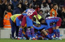 فرحة لاعبي برشلونة