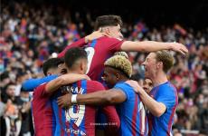 فرحة لاعبي برشلونة