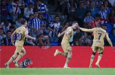 فرحة لاعبو برشلونة