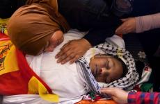 في وداع الطفل محمد العلامي (12 عامًا)، الذي قتله جنود الاحتلال في بيت أمر شمال الخليل.