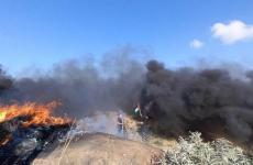 مظاهرات في مخيم ملكة على حدود غزة.jpg