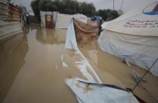 منخفض غرق خيام النازحين شتاء مطر