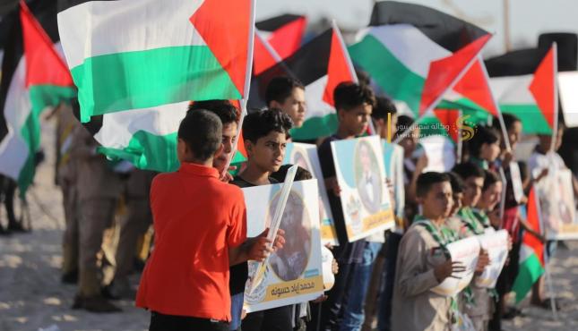 منحوتة فنية على شاطئ غزة بأسماء شهداء معركة وحدة الساحات 2022  المقاومة  5.jfif