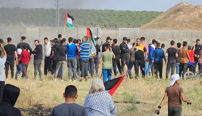 مظاهرة شرق ملكة على الحدود مع غزة 1.jpg