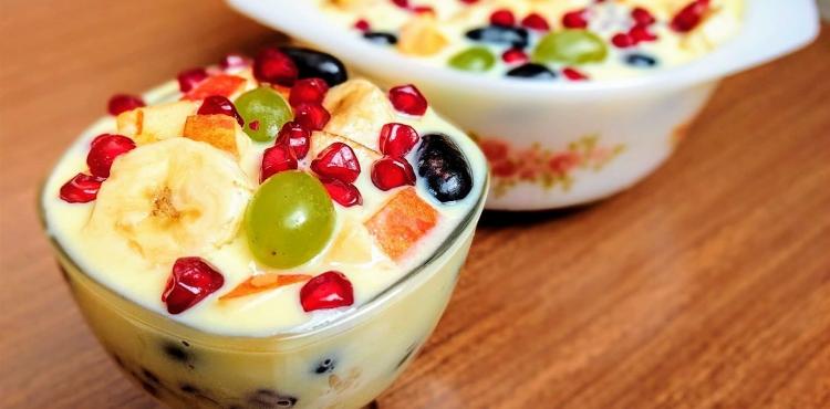 كاسترد بالفواكه والبسكويت في رمضان