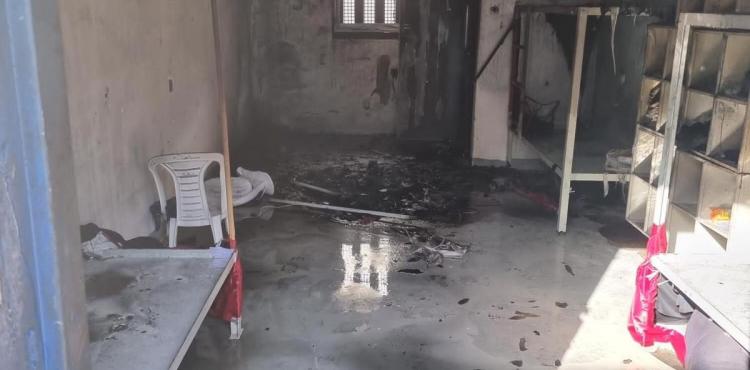 حرق غرف بأحد سجون الاحتلال