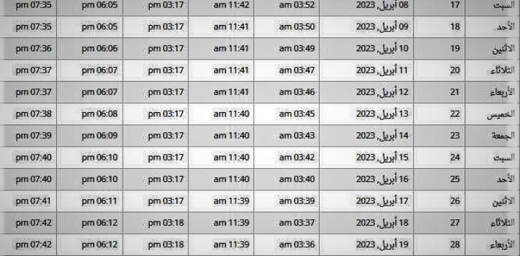 رابط تحميل امساكية رمضان 2023 – موعد صلاتي الفجر والمغرب في رزنامة رمضان 1444 (2).JPG