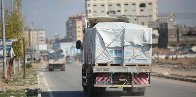 شاحنات مساعدات في غزة " أرشيفية "