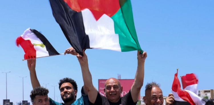 حسام حسن يرفع علم فلسطين