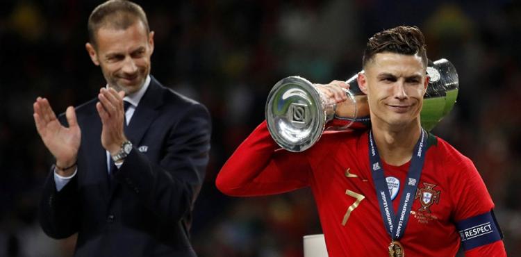 كريستيانو رونالدو بعد التتويج بدوري أمم أوروبا