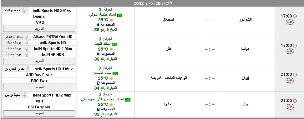 مباريات كأس العالم 2022 اليوم الثلاثاء ضمن آخر جولة بدور المجموعات.JPG