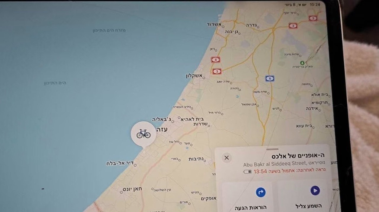 خارطة توضح طريق سرقة دراجة نارية ووصولها الى غزة.jpg