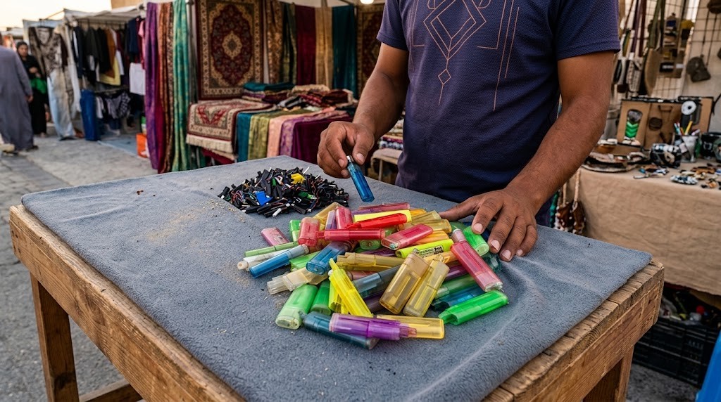 إصلاح القداحة أو الولاعة في غزة.jpg